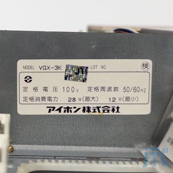 アイホン VGX-3K 品名紙の写真