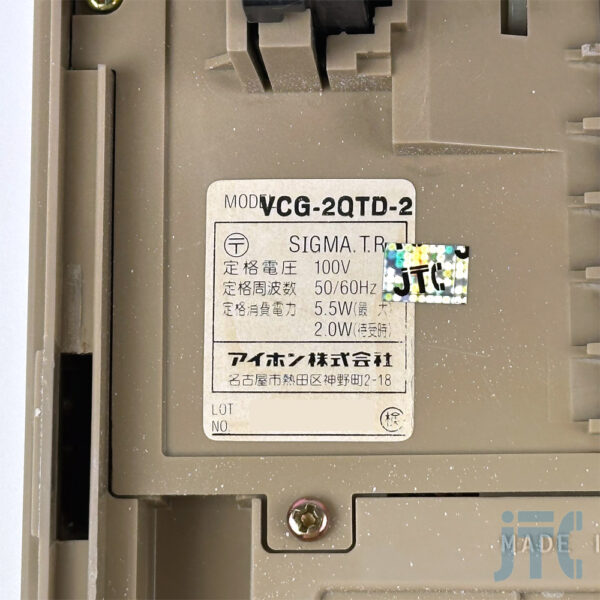 アイホン VCG-2QTD-2 品名紙の写真